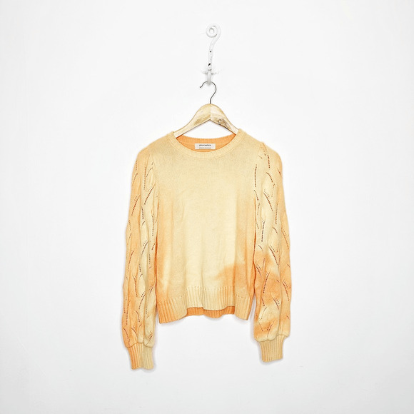 ALDO MARTINS Merino Wool Alpaca TIE Dye Sweater orange puffy sleeve women's 6 - Picture 1 of 8